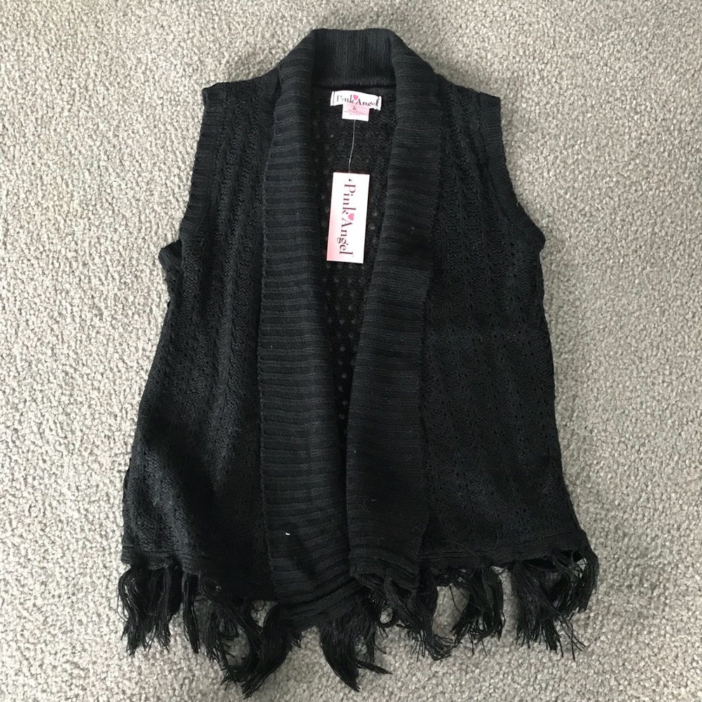 👛 NWT pink💕angel girls crochet vest